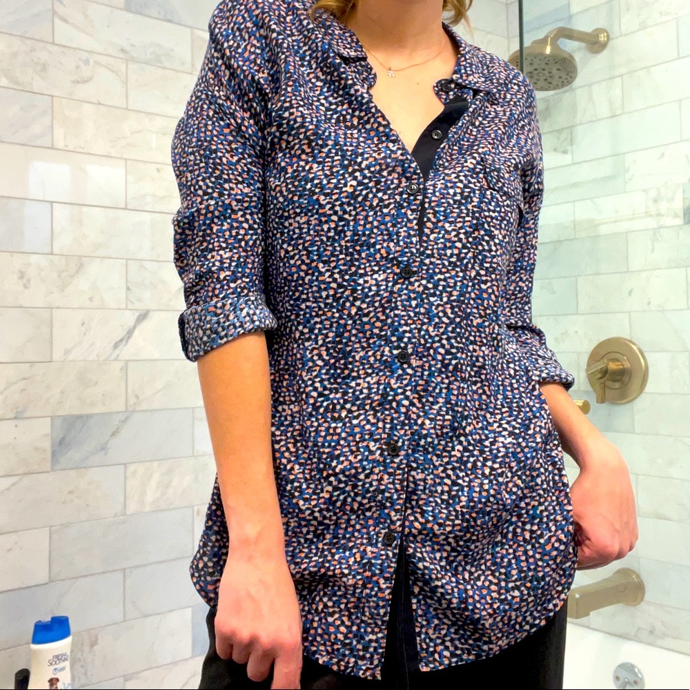 Splendid Colorful Animal Print Button Down Blouse